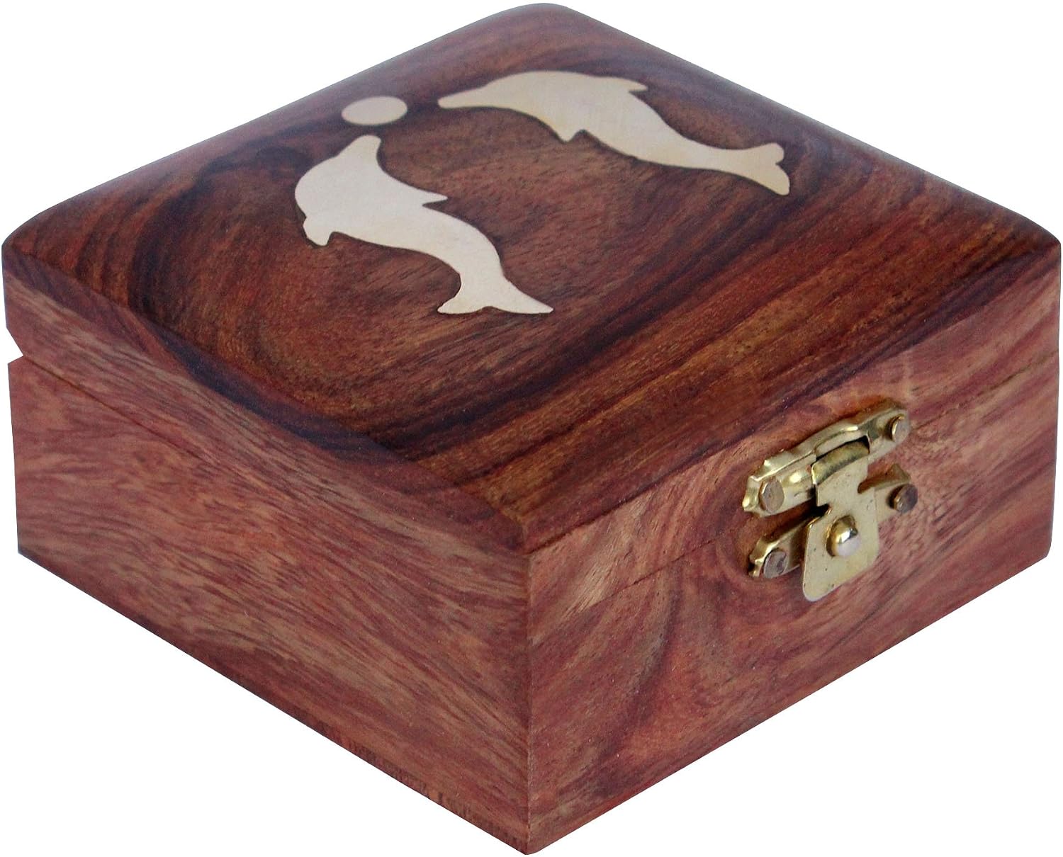 Dolphin Handmade Wooden Small Jewelry Box