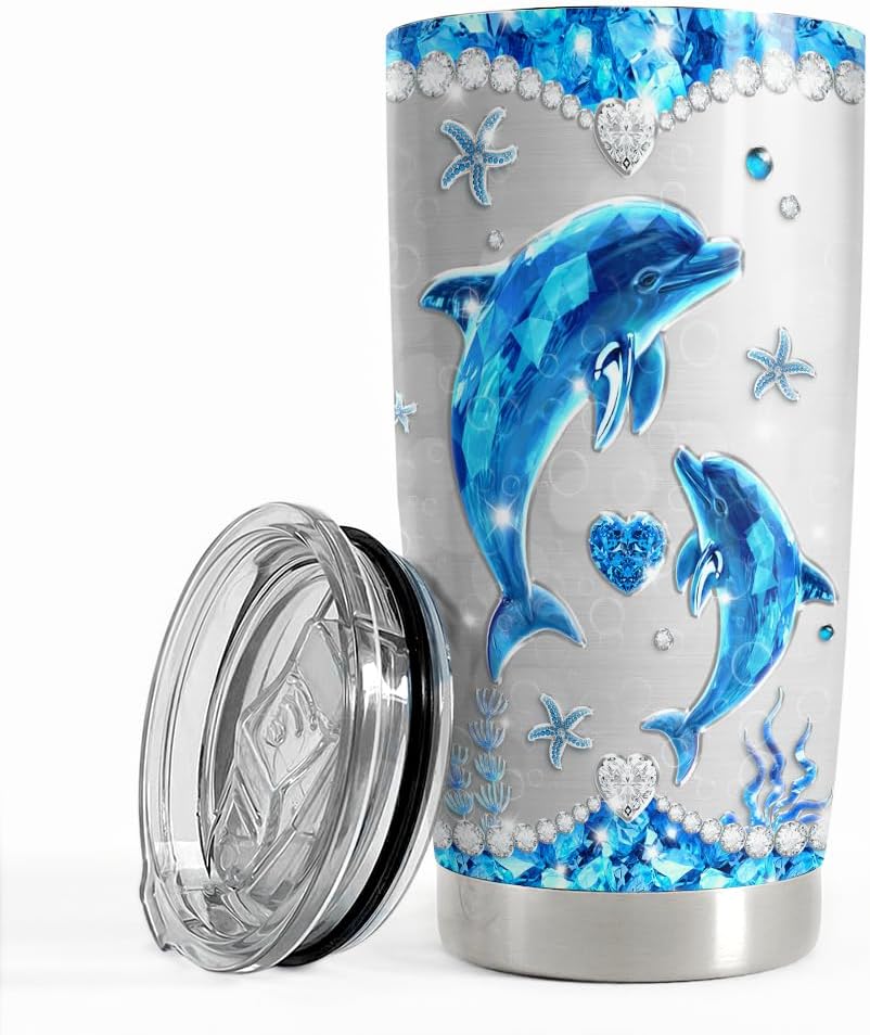 Dolphin Tumbler 20oz, Stainless Steel Insulated Tumbler