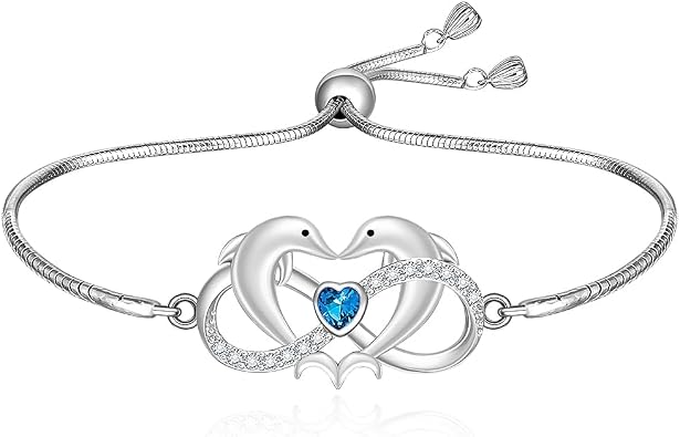 Dolphin Bracelet for Women, Sterling Silver