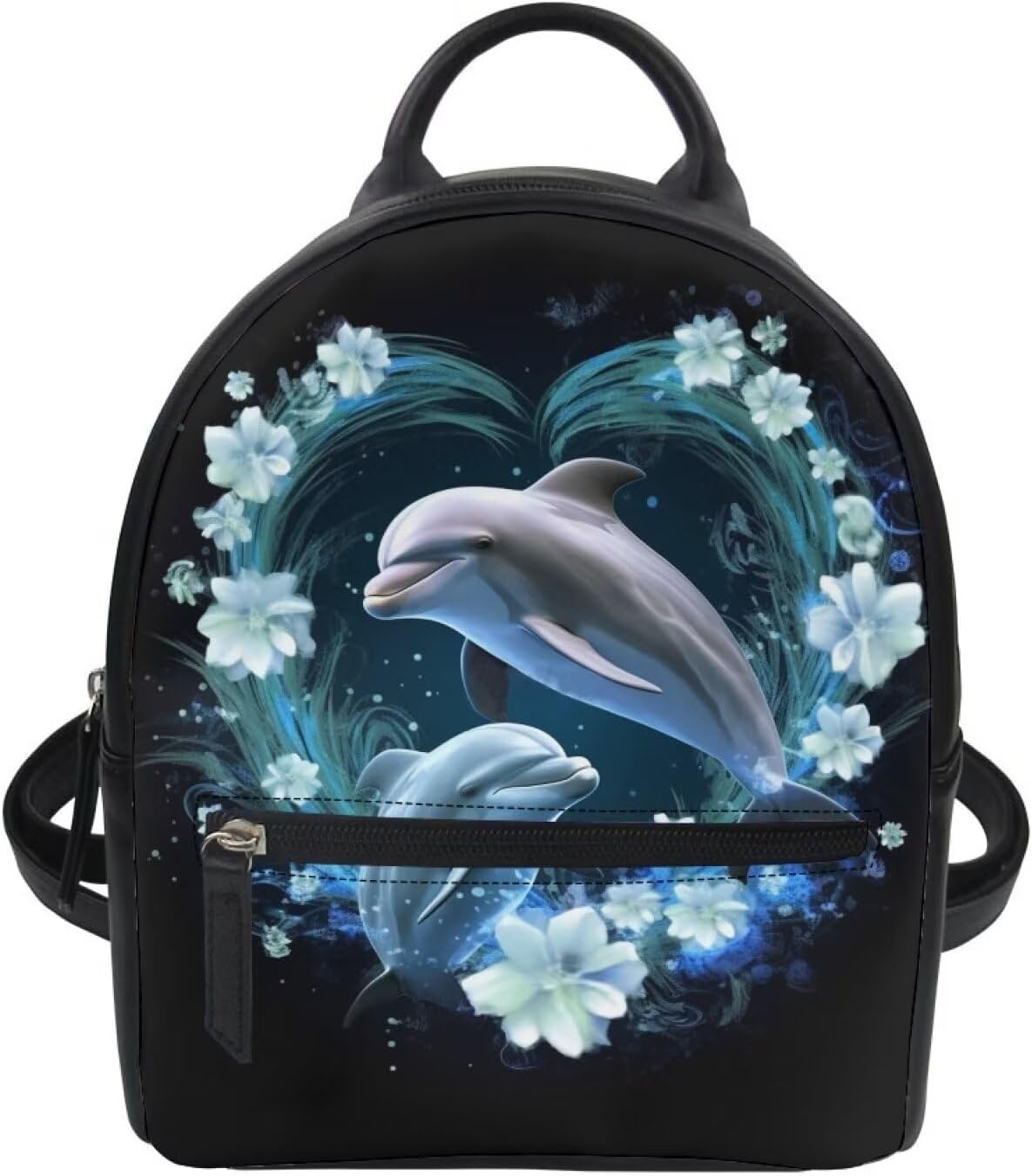 Dolphin Flower Backpack Purse for Women