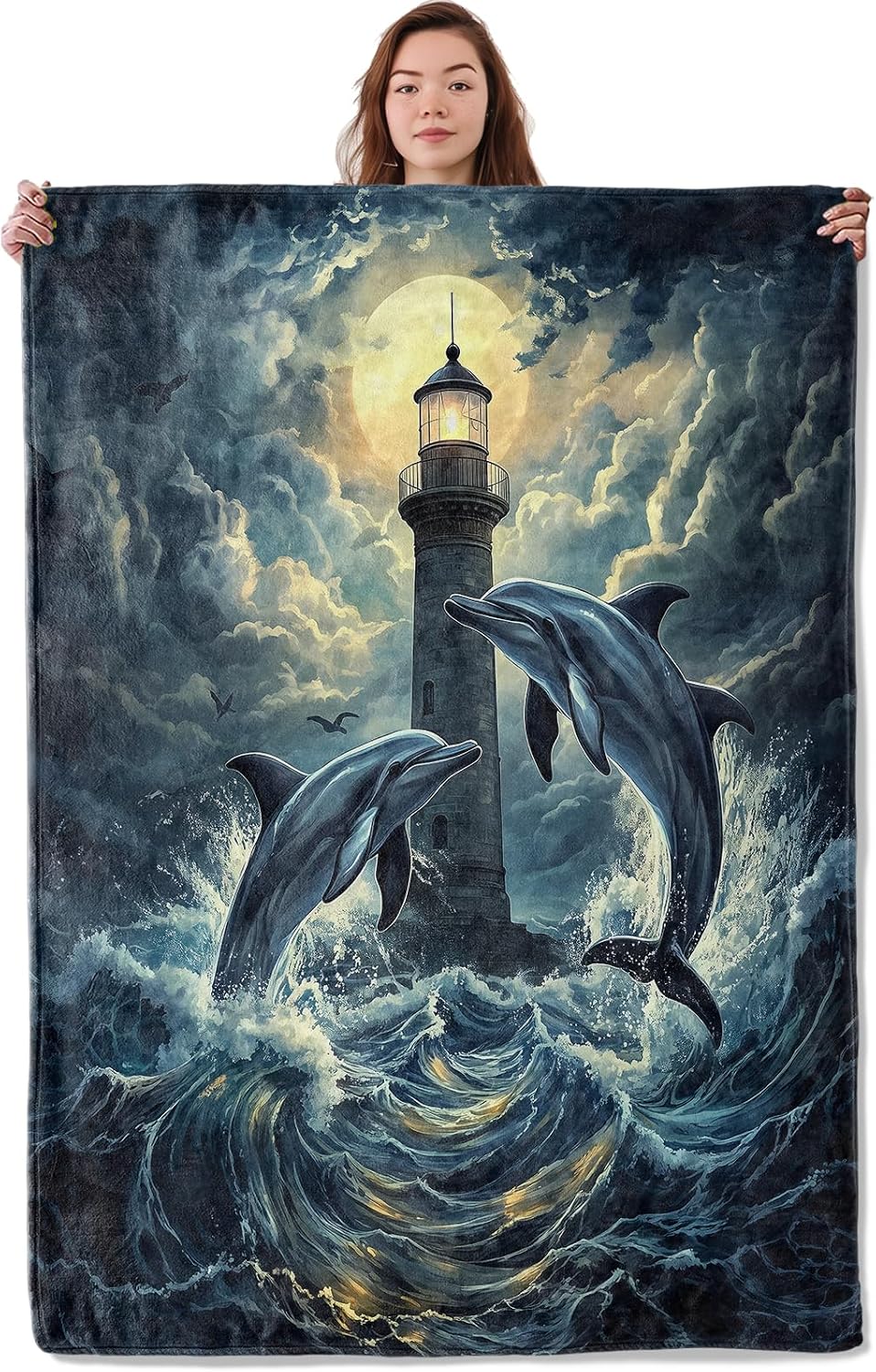 Moonlit Dolphin Blanket