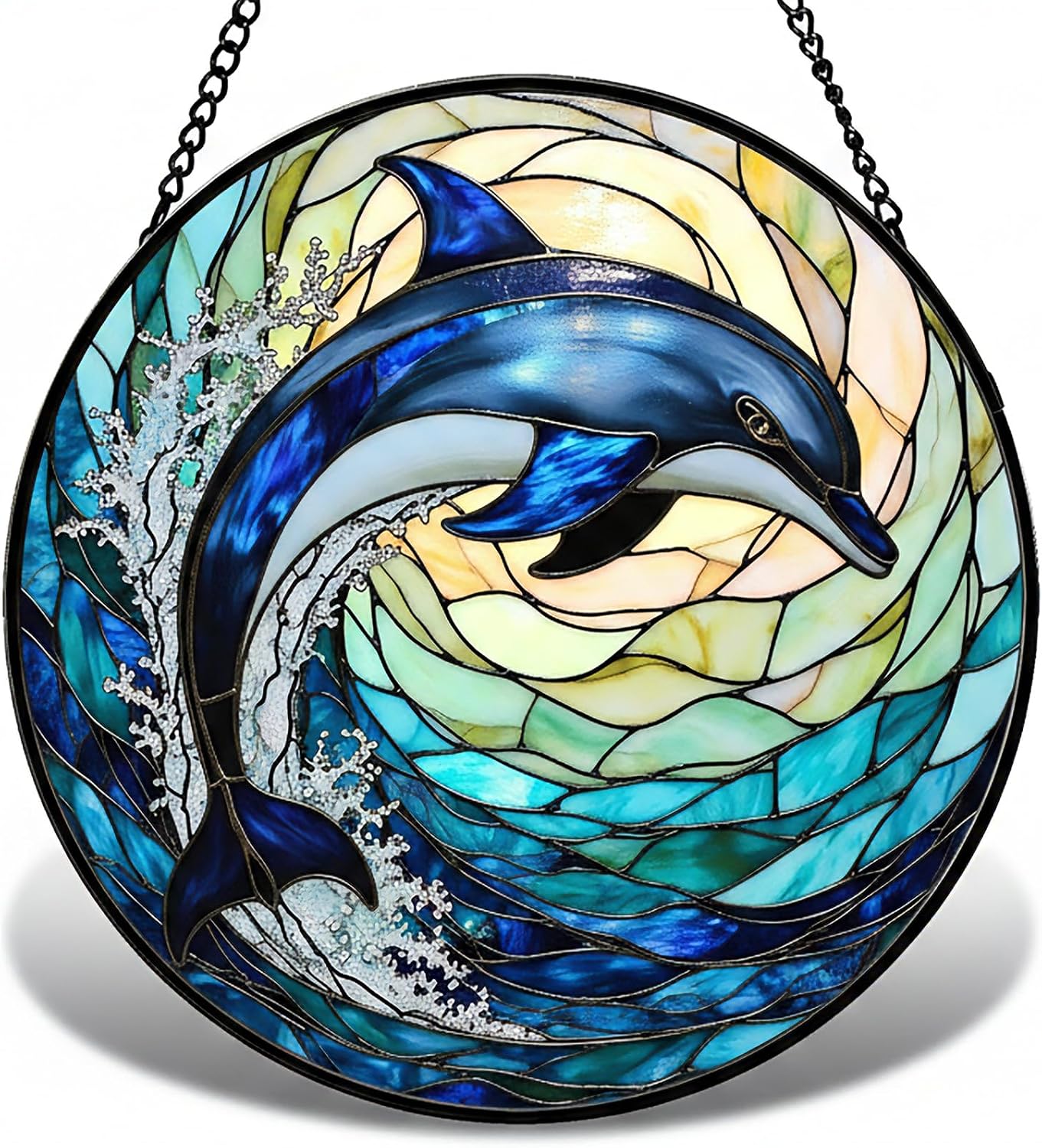 Dolphin Stained Glass Suncatcher
